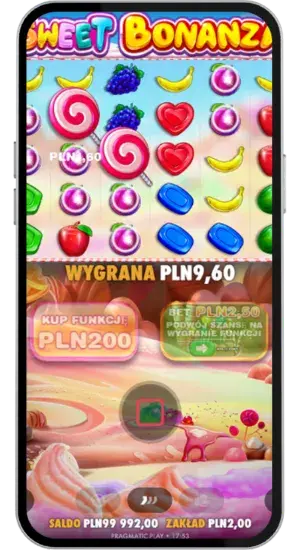 Rozpoczęcie rundy w Sweet Bonanza