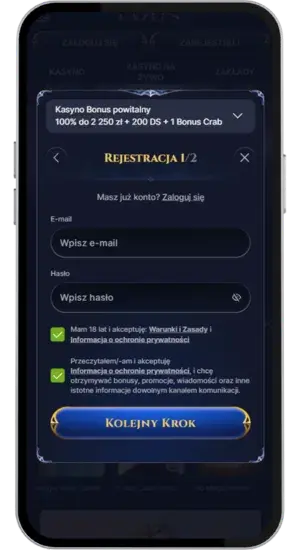 Rejestracja konta przed uruchomieniem Sweet Bonanza