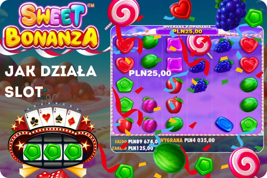 Mechanika Tumble w grze Sweet Bonanza